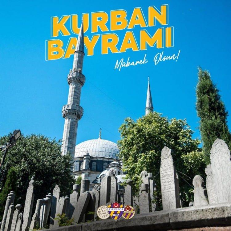 <p>Eyüpspor "Bayramın bereketi, sevdiklerinizle paylaştığınız her anı güzelleştirsin. Sağlık, huzur ve mutlulukla dolu bir bayram geçirmenizi dileriz. Kurban Bayramınız mübarek olsun"</p>
