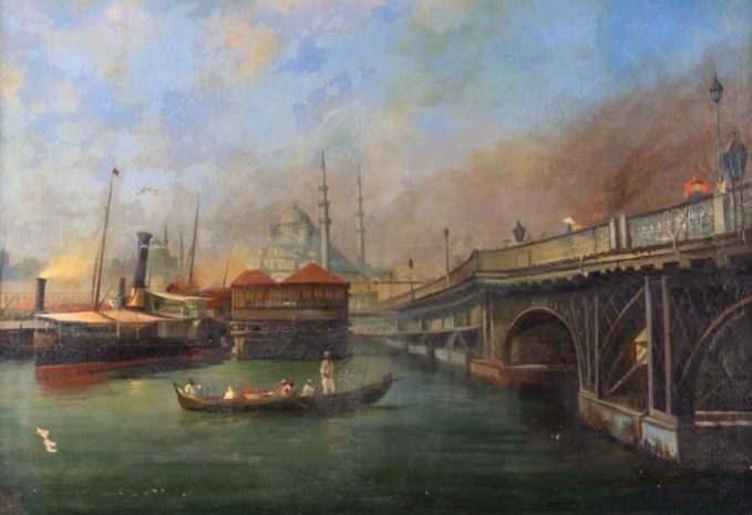 <p><span style="color:#000000"><strong>Mustafa Nuri Paşa'nın "Galata Köprüsü ve Şirket-i Hayriye Vapuru",</strong></span></p>