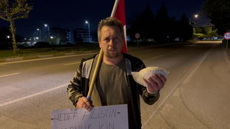 <p>İrfan Başkaya, yaklaşık 20 gün sürmesini planladığı yürüyüşünü Konya, Adana, Hatay daha sonra da Suriye sınırından geçerek, Filistin de tamamlamayı planlıyor.</p>