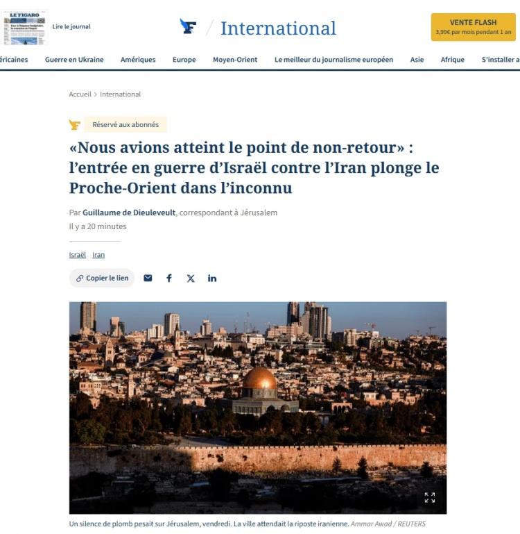 <p><strong><span style="color:#B22222">LE FİGARO: TÜM CEPHELERDE EŞZAMANŞLI SALDIRI</span></strong></p>
<p>Fransa’nın köklü gazetelerinden Le Figaro, saldırıların klasik bir operasyon olmadığını, aksine doğrudan bir savaşın başladığını vurguladı. Haberde, "Perşembe’yi Cuma’ya bağlayan gece başlatılan İsrail hava saldırıları, tüm bölgeyi bilinmeyene sürükledi. Bu bir saldırı değil, bu bir savaştır," ifadeleri yer aldı.</p>
<p> </p>