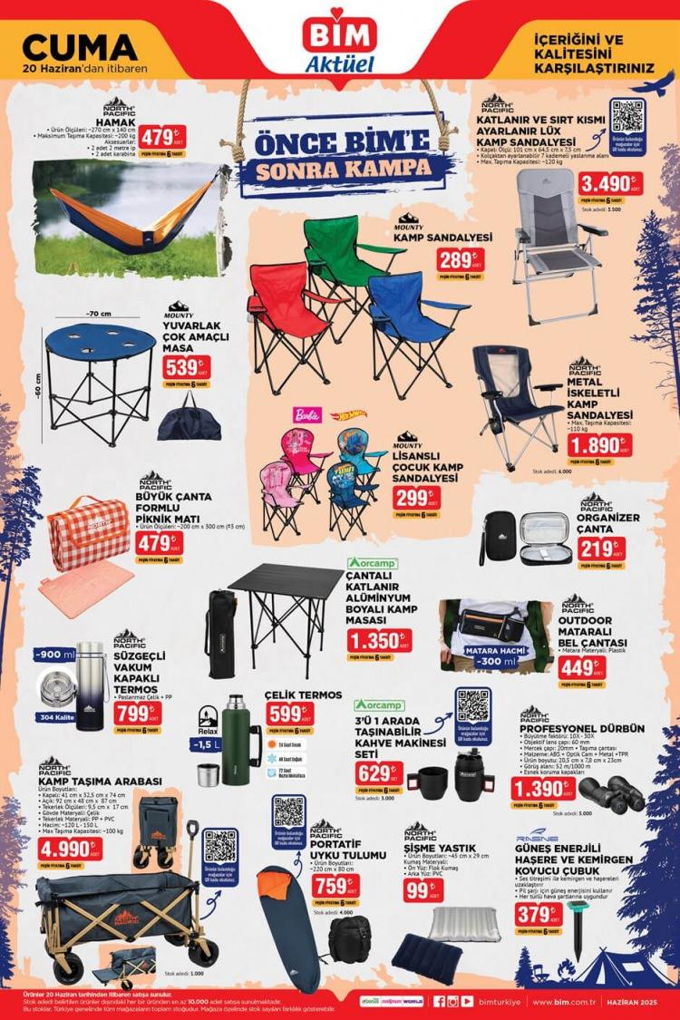 <p> </p>
<p> </p>
<p>• <strong>Kamp Tabureleri:</strong> 289 TL<br />
• <strong>Metal İskeletli Kamp Sandalyesi:</strong> 1.890 TL<br />
• <strong>Kamp Taşıma Arabası:</strong> 4.990 TL<br />
• <strong>Portatif Uyku Tulumu:</strong> 759 TL<br />
• <strong>Şişme Yastık:</strong> 99 TL</p>
