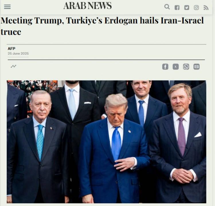 <p><strong>ARABNEWS: İKİ ÜLKE ARASINDA İŞ BİRLİĞİ YAKIN DÖNEMDE ARTABİLİR</strong></p>
<p>Arabnews'in Erdoğan-Trump görüşmesini ele aldığı haberinde, Cumhurbaşkanı Erdoğan'ın Gazze'deki savaşın sona ermesi gerektiği mesajına yer verilerek, Türkiye ve ABD arasındaki iş birliğinin yakın dönemde artabileceği belirtildi. </p>
