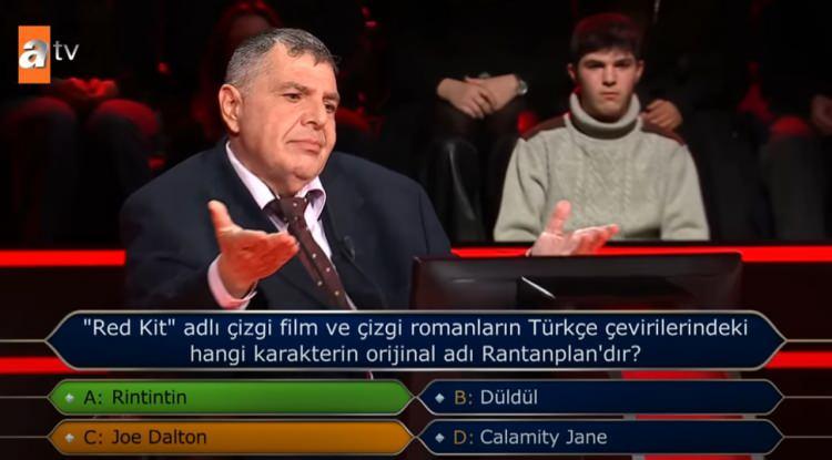 <p>Yarışmacı 'seyirciye sorma' hakkını kullanarak C seçeneği olan Joe Dalton'u işaretledi.</p>

<p>Ancak doğru cevap <strong>Rintintin </strong>olacaktı.</p>
