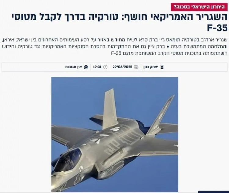 <p>İsrail merkezli hmnews.il, <strong>"Türkiye nihayet F-35 yoluna girdi"</strong> ifadeleriyle gelişmeyi duyurdu.</p>

<p> </p>
