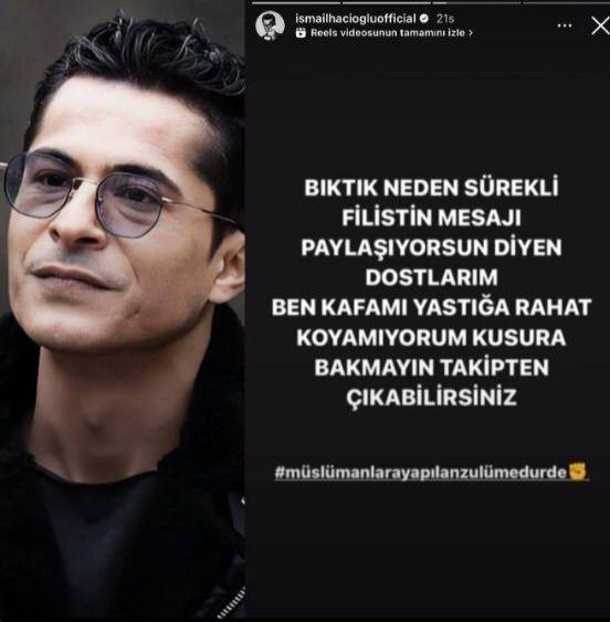 <p><span style="color:#B22222"><strong>"KAFAMI YASTIĞA RAHAT KOYAMIYORUM"</strong></span></p>

<p>Sosyal medya hesabından yaptığı çarpıcı paylaşımda, <strong><em>“Neden sürekli Filistin mesajı paylaşıyorsun diyen dostlarım, beni takipten çıkabilirsiniz... Kafamı yastığa rahat koyamıyorum”</em></strong> ifadelerini kullanarak tepki gösterdi. </p>
