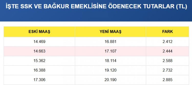 <p><em><strong>İŞTE SSK VE BAĞKUR EMEKLİSİNEÖDENECEK TUTARLAR</strong></em></p>