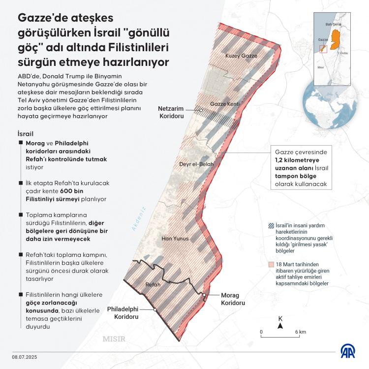 <p>İsrail, 7 Ekim 2023'ten bu yana Gazze'de sivilleri hedef alan, zorla yerinden etme, altyapıyı yok etme, aç bırakma ve öldürme gibi uygulamaları içeren bir savaş yürütüyor. </p>