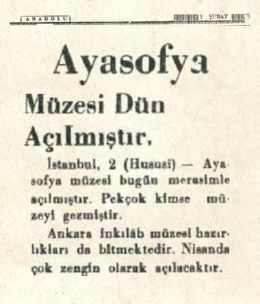 <p>3 Şubat 1935 - Anadolu Gazetesi</p>