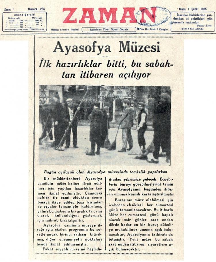 <p>1 Şubat 1935 - Zaman Gazetesi</p>