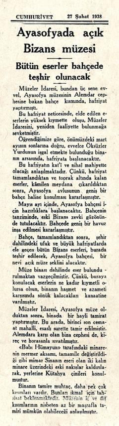 <p>27 Şubat 1938 - Cumhuriyet Gazetesi</p>

