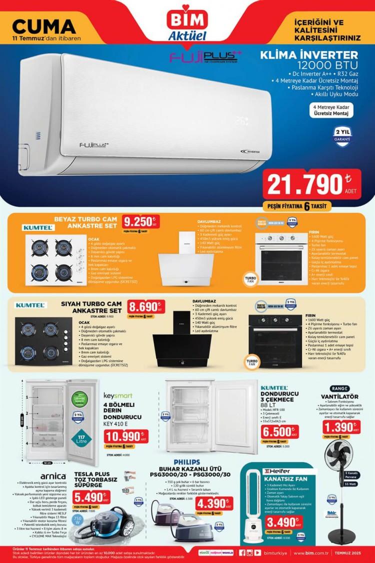 <p> </p>
<p> </p>
<p>• <strong>FujiPlus 12.000 BTU Inverter Klima – 21.790 TL</strong><br />
• <strong>Beyaz Turbo Cam Ankastre Set – 9.250 TL</strong><br />
• <strong>Siyah Turbo Cam Ankastre Set – 8.690 TL</strong><br />
• <strong>Keysmart 4 Bölmeli Derin Dondurucu – 10.990 TL</strong><br />
• <strong>3 Çekmeceli Dondurucu – 6.500 TL</strong><br />
• <strong>Arnica Tesla Plus Toz Torbasız Süpürge – 5.490 TL</strong><br />
• <strong>Philips Buhar Kazanlı Ütü – 4.390 TL</strong><br />
• <strong>Kanatsız Fan – 3.490 TL</strong><br />
• <strong>Vantilatör – 1.390 TL</strong></p>