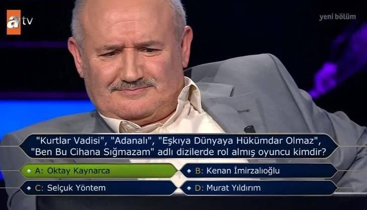 <p><span style="color:#000000"><strong>"A- Oktay Kaynarca" seçeneğinde karar kılan yarışmacı, doğru yanıt vererek 7.500 TL değerindeki soruyu kolaylıkla cevapladı.</strong></span></p>