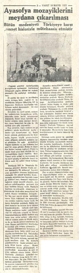 <p>10 Mayıs 1932 – Vakit Gazetesi</p>