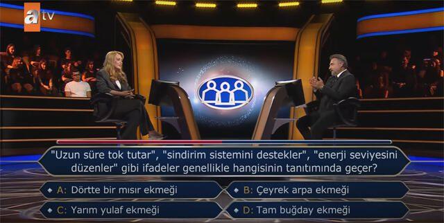 <p><strong> “Uzun süre tok tutar, sindirim sistemini destekler, enerji seviyesini düzenler”</strong> ifadelerinin hangi besinle ilgili olduğunu soran soruya emin olamayan Taşdemir, <strong>seyirci joker hakkını kullanmak</strong> istedi.</p>
