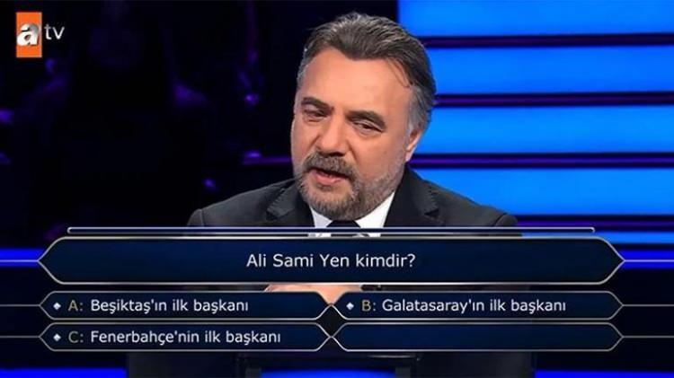 <p><span style="color:#000000"><strong>10 Bin TL değerindeki soruya yanıt vermekte zorlanan yarışmacı, "Beşiktaş'ın ilk Başkanı", "Galatasaray'ın ilk Başkanı", "Fenerbahçe'nin ilk Başkanı" ve "Trabzospor'un ilk Başkanı" seçenekleri arasında bir süre düşündü.</strong></span></p>