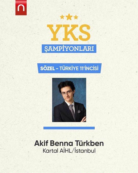 <p>Sözel alanında Türkiye 11’incisi Akif Benna Türkben.</p>
<p> </p>