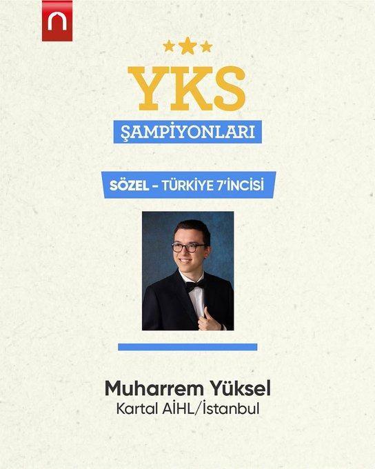 <p>Muharrem Yüksel YKS’de Sözel Türkiye 7’ncisi.</p>
