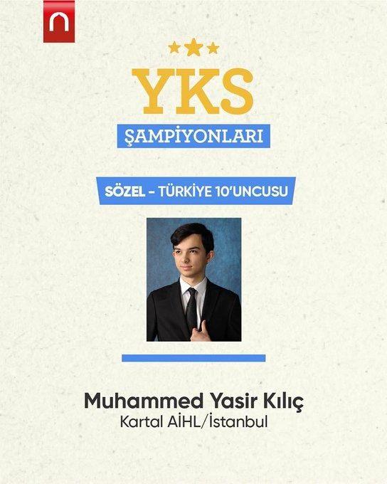 <p>Muhammed Yasir Kılıç, Sözel alanında 10’uncu.</p>