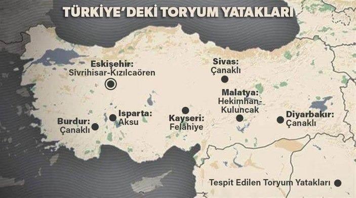 <p><strong>T&Uuml;RKİYE'DEKİ TORYUM YATAKLARI</strong></p>
