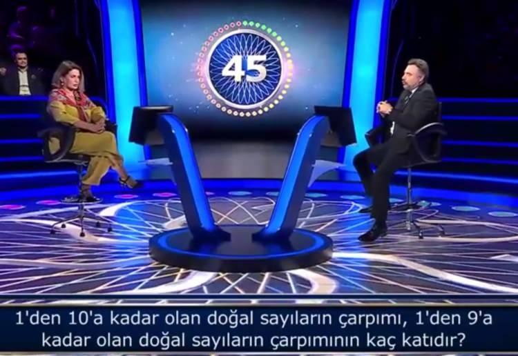 <p>JOKER HAKKINI KULLANDI</p>

<p>Aksaylı, '1'den 10'a kadar olan doğal sayıların çarpımı, 1'den 9'a kadar olan doğal sayıların çarpımının kaç katıdır?' sorusuna cevap veremedi. </p>

<p>Önce telefon jokerini kullanmayı seçti ve beklediği sonucu alamadı.</p>

<p>Aradığı kişi süre bitmeden cevap veremedi.</p>
