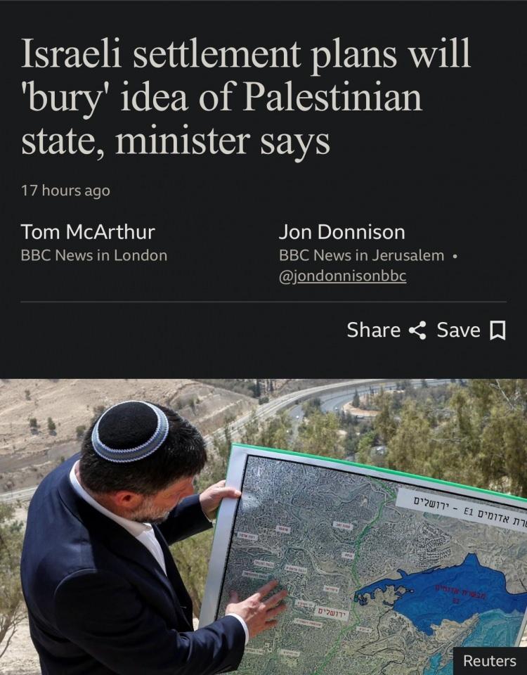 <p>Smotrich, Ma’ale Adumim yerleşimi yakınlarında 3 bin 401 konut ve civar bölgelerde 3 bin 515 yeni konutun inşa edileceğini belirtti. 20 Ağustos Çarşamba gününden itibaren Ma’ale Adumim yerleşimini genişleterek iki kata çıkarmayı planladıklarını ifade eden Smotrich, “E1 projesiyle Ma’ale Adumim yerleşimini Kudüs kentine bağlamayı ve Filistinlilerin Ramallah ile Beytüllahim kentleri arasındaki ulaşımını kesmeyi planlıyoruz” dedi.</p>

