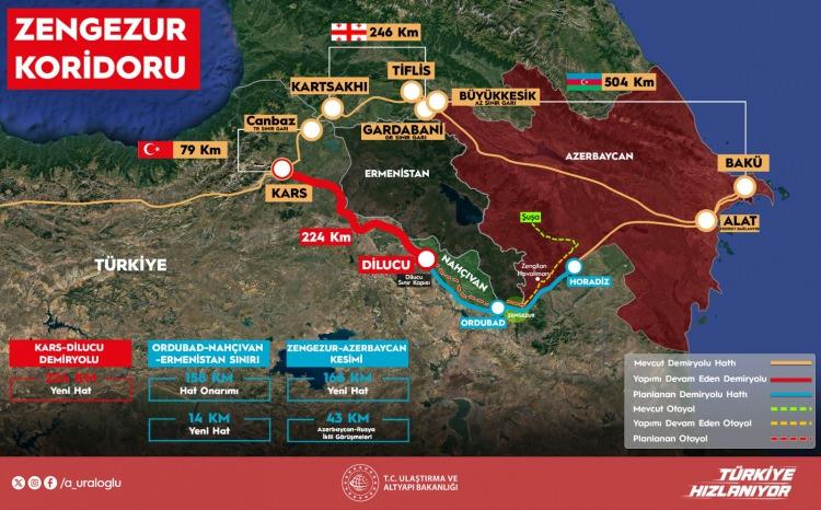 <p>Hazine ve Maliye Bakanlığı tarafından yürütülen çalışmalar neticesinde proje için 2,4 milyar avroluk dış finansman sağlandığını hatırlatan Uraloğlu <strong>“Kars-Iğdır-Aralık-Dilucu Demiryolunu, 224 kilometre uzunluğunda, çift hatlı, elektrifikasyonlu ve sinyalizasyonlu inşa edeceğiz. Hattımız yılda 5,5 milyon yolcu ve 15 milyon ton yük taşıma kapasitesine sahip olacak. Projede 5 tünel, 19 aç-kapa tüneli, 3 viyadük, 10 köprü, 144 altgeçit, 27 üstgeçit ve 480 menfez yer alacak.”</strong> açıklamasında bulundu.</p>
