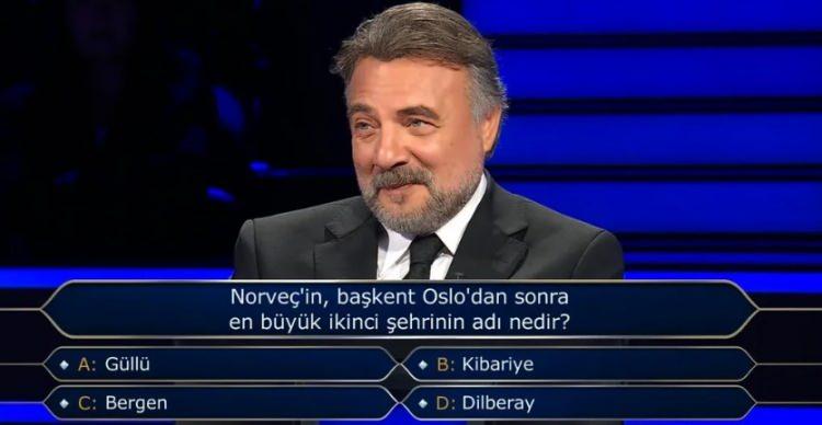 <p><span style="color:#000000"><strong>"Norveç'in başkent Oslo'dan sonra en büyük ikinci şehrinin adı nedir?" şeklindeki 200 bin TL değerindeki 9. soruyu gören yarışmacı seçenekler karşısında büyük bir şaşkınlık yaşadı.</strong></span></p>