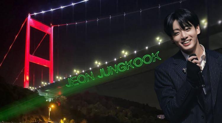 Türk hayranlarından BTS Jungkook’a doğum günü sürprizi: Adını Boğaz Köprüsü'ne yazdırdılar