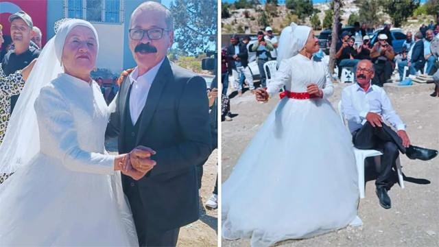 <p><span style="color:#800080"><em><strong> "O zaman maddi durumumuz yoktu. Her zaman bir gelinlik bir damatlık giyme hayalimiz vardı, yapamadık. Muhtarımız ve arkadaşların vesilesiyle şimdi nasip oldu. Hayallerimizi gerçekleştirdik."</strong></em></span></p>
