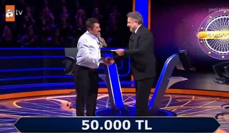 <p><strong>Yanlış yanıt veren yarışmacı 50 bin TL ödül ile yarışmaya veda etti.</strong></p>
