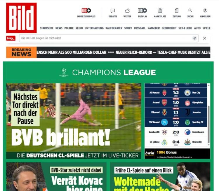 <p>Almanya merkezli Bild'in gündeminde spor vardı.</p>

<p> </p>
