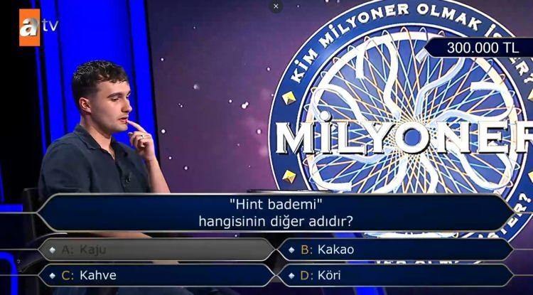 <p><strong>"A- Kaju" seçeneğinde karar kılan yarışmacı, cevabın yanlış olduğunu görünce stüdyoda adeta soğuk terler döktü.</strong></p>
