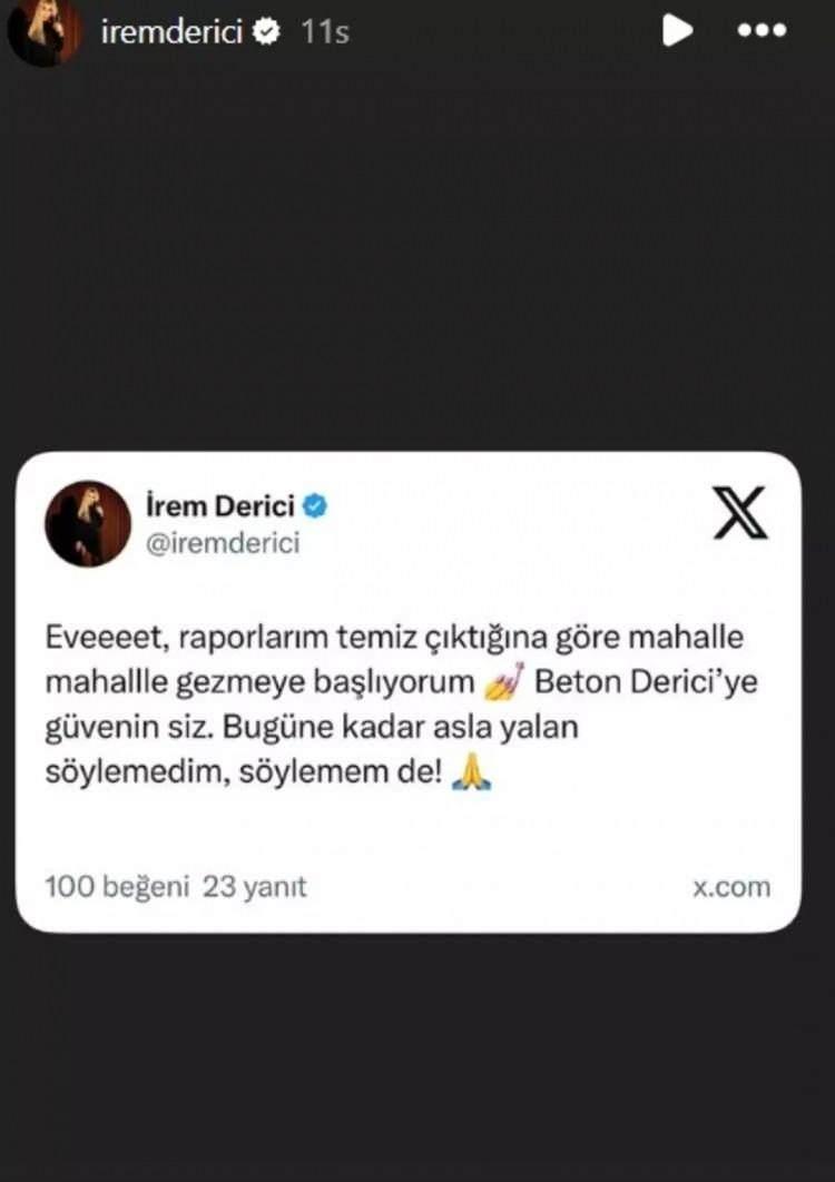 <p>Derici, operasyonun ardından düzenlediği basın toplantısında "Gerekirse mahalle mahalle dolaşıp o tertemiz sonuçları sizinle paylaşacağım. Ben bu kariyer için çok emek harcadım." demişti.</p>
<p>Şarkıcı Ziynet Sali, “Şimdi benim annemin, babamın, ailemin üzüntüsünü kim telafi edecek” diyerek sitem etti.</p>