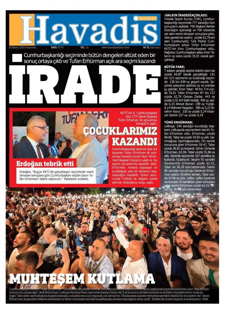 <p><strong>Havadis gazetesi</strong>: İrade</p>
