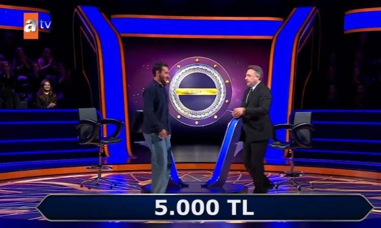 <p>Yarışmacı yarışmadan 5 bin TL alarak Milyoner'e veda etti.</p>
<p> </p>
