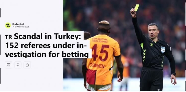 <p>OneFootball (ABD): "Türkiye'de hakem skandalı: 152 hakem soruşturma altında"</p>
