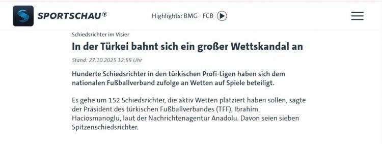<p>Sportschau (Almanya): "Hakemler hedefte: Türkiye'de büyük bir bahis skandalı yaşanıyor"</p>
