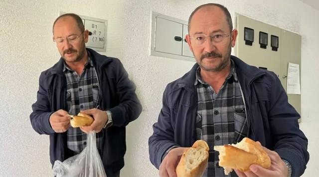 Ekmeği böldüğünde karşılaştığı manzara onu şaşkına çevirdi