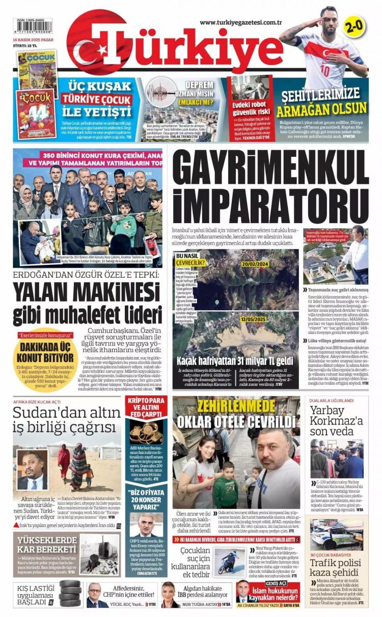 <p>T&uuml;rkiye gazetesi: "Şehitlerimize armağan olsun"</p>
