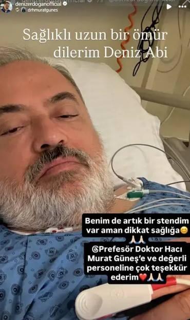 <p><span style="color:#FF0000"><strong>"ARTIK BENİM DE BİR STENTİM VAR"</strong></span></p>

<p><strong>Hayranlarını endişelendiren Deniz Erdoğan da operasyon sonrası hastane odasından bir karesini paylaşarak "Artık benim de bir stentim var. Aman sağlığa" notunu düştü.</strong></p>
