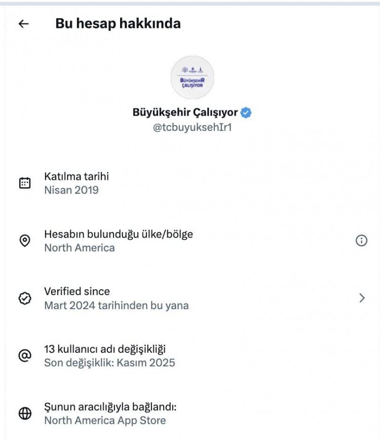 <p>Yolsuzlukla tutuklanan eski İBB Başkanı Ekrem İmamoğlu’nun savunuculuğunu yapan "Büyükşehir Çalışıyor" hesabının Kuzey Amerika’dan yönetildiği ortaya çıktı.</p>

<p> </p>
