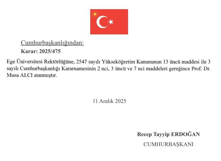 <p><strong>Ege Üniversitesi Rektörlüğüne Prof. Dr. Musa Alıcı</strong></p>
