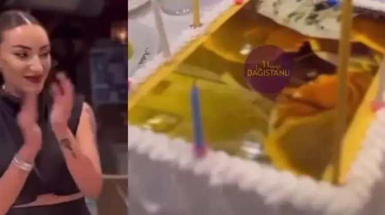 <p>Doğum g&uuml;n&uuml; pastasında G&uuml;ll&uuml; ve torununun fotoğrafının yer aldığı, kutlamaya kızı Tuğyan&rsquo;ın da katılmıştı.&nbsp;</p>
