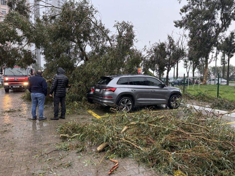 <p><span style="color:#B22222"><strong>İZMİR&nbsp;</strong></span></p>

<p>&Ouml;te yandan İzmir'de yağmur ve fırtına etkili oldu.</p>

<p>Karşıyaka'da Mavişehir Mahallesi 2040 Sokak'taki bir ağa&ccedil; kuvvetli r&uuml;zgar nedeniyle park halindeki ara&ccedil;ların &uuml;zerine devrildi, ara&ccedil;larda hasar oluştu. İtfaiye ekipleri, olay yerine sevk edildi.</p>
