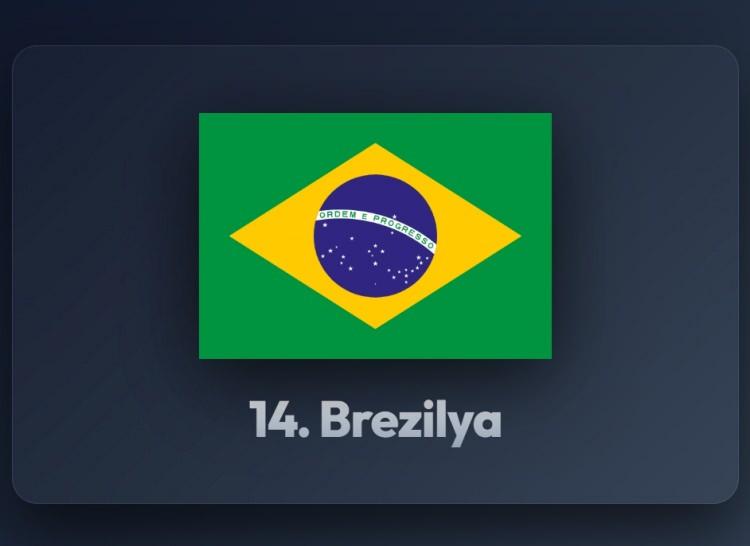 <p><span style="color:#B22222"><strong>14)&nbsp; BREZİLYA</strong></span></p>

