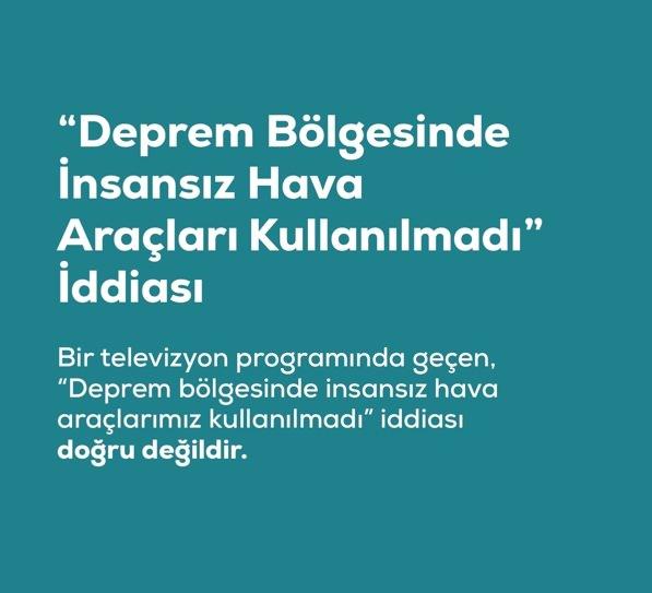 <p><span style="color:#B22222"><strong>"DEPREM B&Ouml;LGESİNDE İNSANSIZ HAVA ARA&Ccedil;LARI KULLANILMADI" YALANI</strong></span></p>
