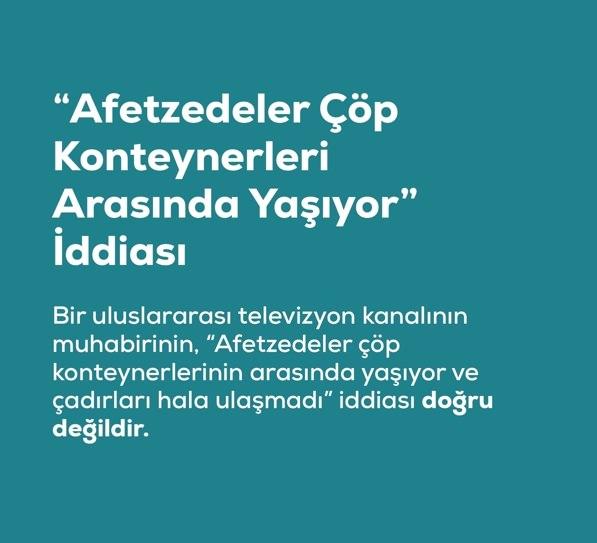 <p><span style="color:#B22222"><strong>"AFETZEDELER &Ccedil;&Ouml;P KONTEYNERLERİ ARASINDA YAŞIYOR" YALANI</strong></span></p>
