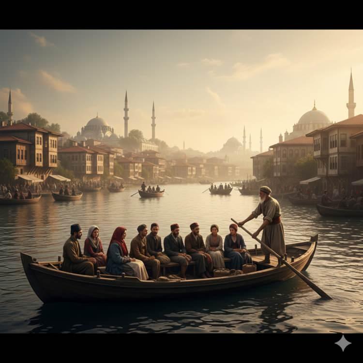 <p><span style="color:#B22222"><strong>KAYIK&Ccedil;I (ŞEHİR İ&Ccedil;İ ULAŞIM)</strong></span></p>

<p>K&ouml;pr&uuml; &ouml;ncesi şehir i&ccedil;i ulaşımı sağlayan kayık&ccedil;ılar.</p>
