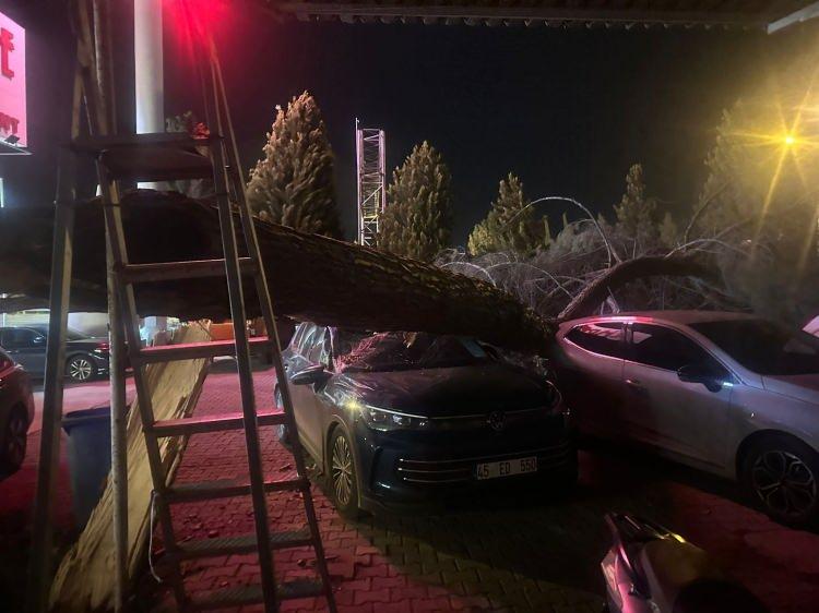 <p>Ağa&ccedil; devrilmesi ve &ccedil;atı u&ccedil;ması sonucunda park halindeki bazı ara&ccedil;lar da hasar g&ouml;rd&uuml;.</p>
