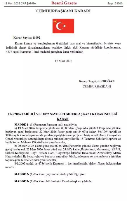 <p><strong>Resmi gazetede yayımlanan habere g&ouml;re, Ramazan Bayramı dolayısıyla KGM'nin sorumluluğundaki k&ouml;pr&uuml; ve otoyollardan &uuml;cret alınıp alınmayacağı belli oldu.</strong></p>
